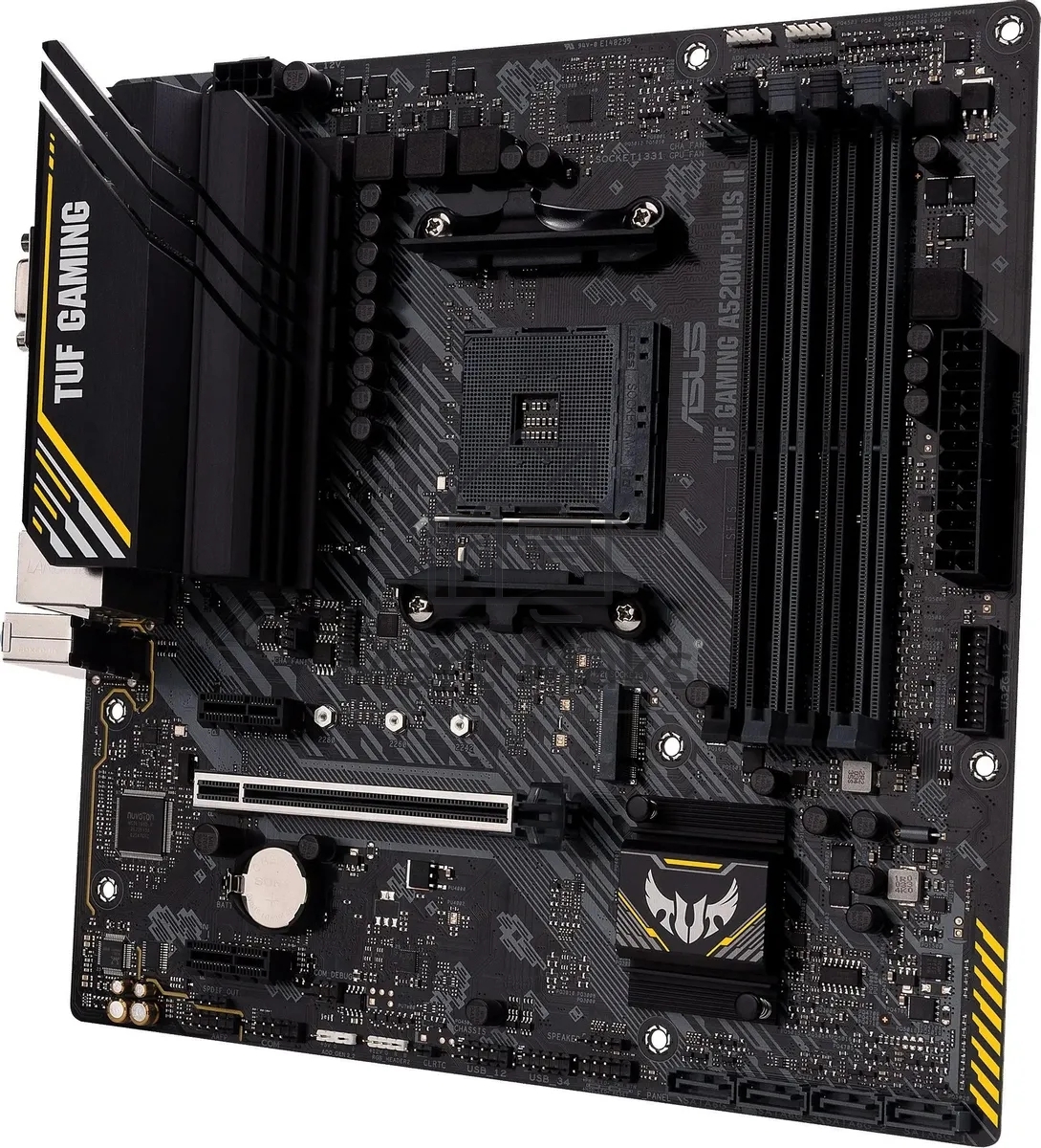 Материнская плата ASUS TUF GAMING A520M-PLUS II, AM4, AMD A520, 4xDDR4, 4xSATA, 1xM.2, 1xPCI-E 3.0 x16, 2xPCI-E x1, 1xHDMI, 1xDP, 1xVGA, 1x 1Gb LAN, 4xUSB 3.2 Gen 1, 2xUSB 2.0, 3x3.5 мм, 7.1, Micro-ATX