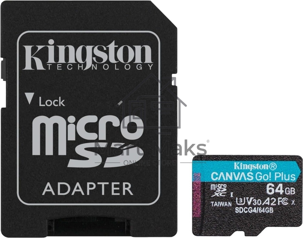Флеш карта microSDXC 64GB Kingston SDCG4/64GB Canvas Go! Plus + adapter