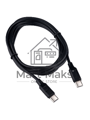 Кабель USB2.0 Cablexpert CC-USB2-CMCM-60-1.8M, Type-C/Type-C, 3A, 60Вт, PD/QC3.0, медь, 1.8м, черный, пакет