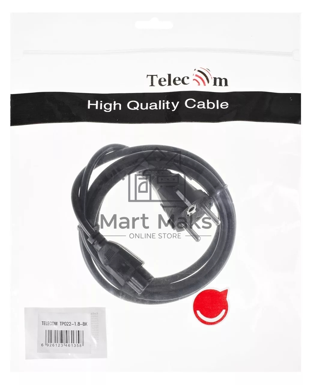 Кабель питания для ноутбуков Telecom 1.8m, 3-pin, с заземлением, 220V (Европейский стандарт)
