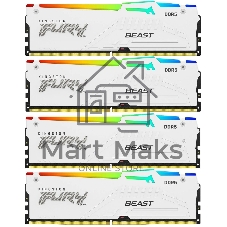 Оперативная память Kingston Fury Beast, DDR5, 64Gb (4x16Gb), 5200MHz, CL40, DIMM, с радиаторами, RGB, белый