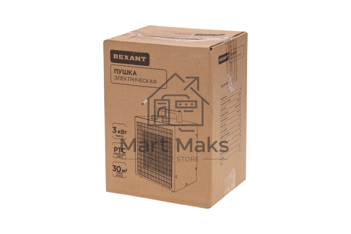 Пушка тепловая электрическая Rexant 60-0042 квадратная, PTC, 3кВт