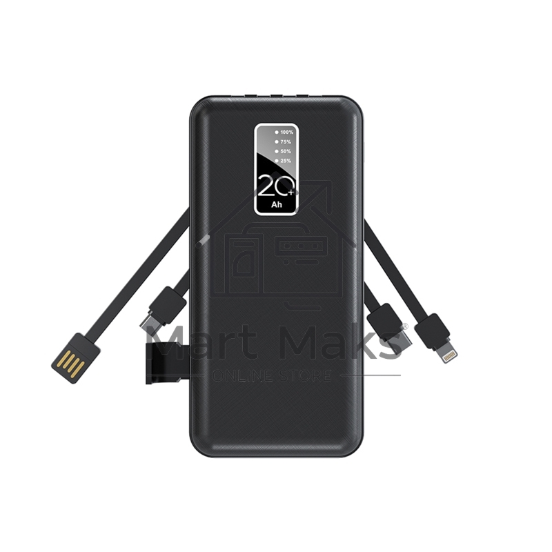 Портативное зарядное устройство Power Bank (аккумуляторная батарея) 20000 mAh, черное Rexant