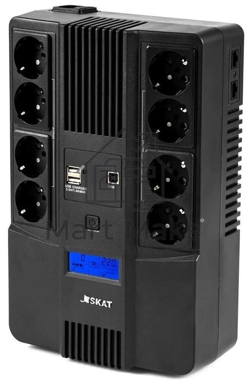 Источник бесперебойного питания Бастион SKAT-UPS 800-AID-IN-1x9-8 / 800 ВА / 480Вт / 4 x CEE 7 (евророзетка)