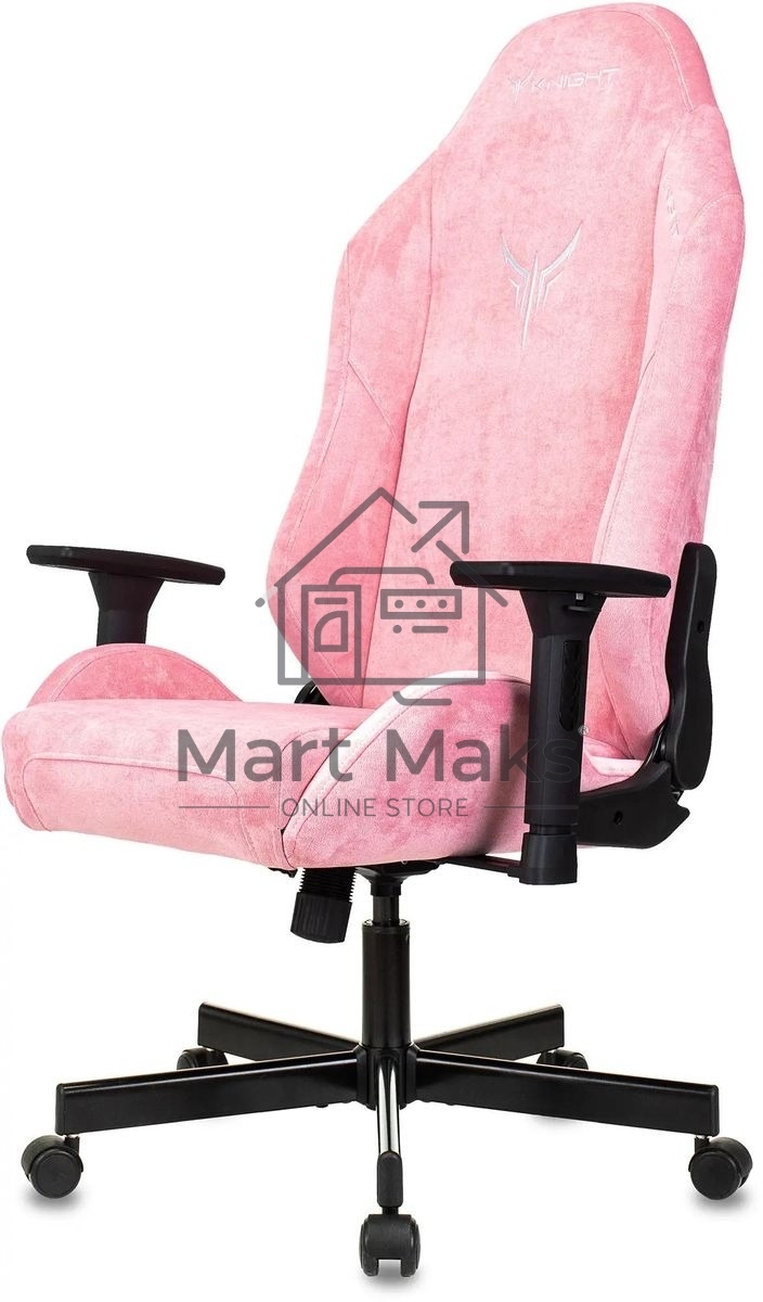 Кресло игровое Knight N1 Fabric розовый Velvet 36 с подголов. крестовина металл
