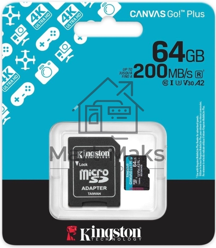 Флеш карта microSDXC 64GB Kingston SDCG4/64GB Canvas Go! Plus + adapter