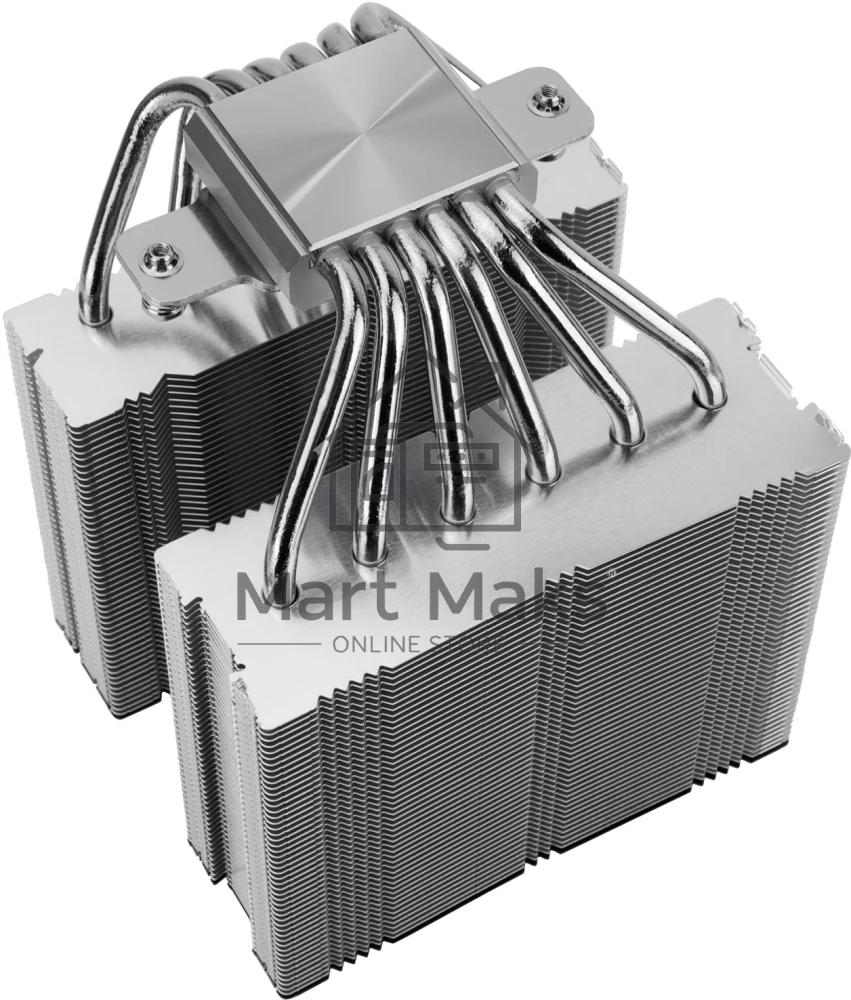 Кулер для процессора Thermalright Royal Knight 120 SE (4-pin PWM, 155мм, Ni/Cu, 6x6мм, 2x120мм, 66.17CFM/59CFM, 25.6dBA/26.1dBA, 1500RPM/1800RPM, S: 1200, 1700, 1851, 115X, AM4, AM5, silver, black)