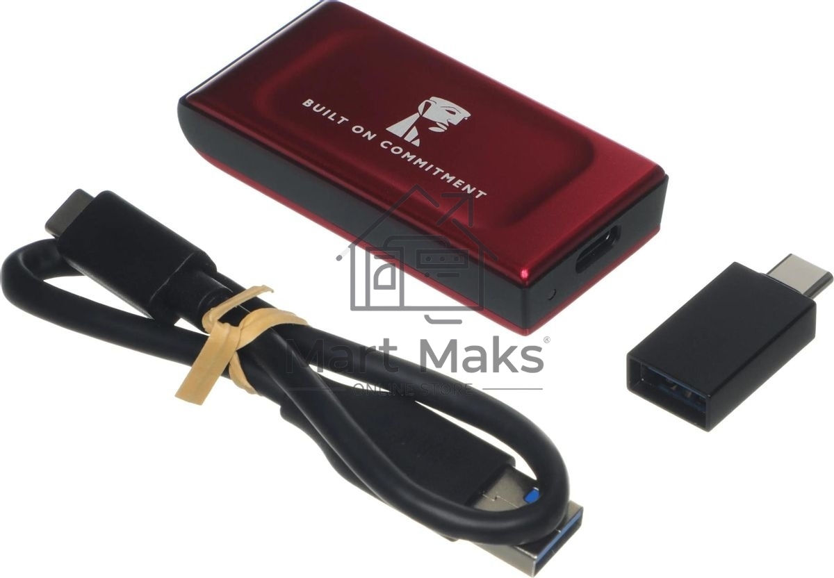 Внешний SSD Kingston XS1000, 1TB, USB 3.2 Gen 2 Type-C, R/W 1050/1000, красный