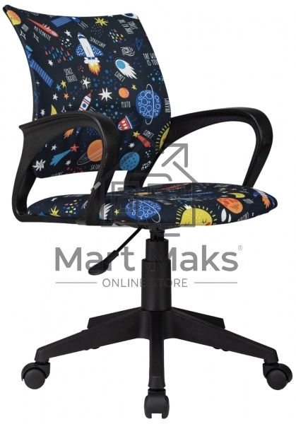 Кресло детское Бюрократ Burokids 1 темно-синий зодиак крестов. пластик