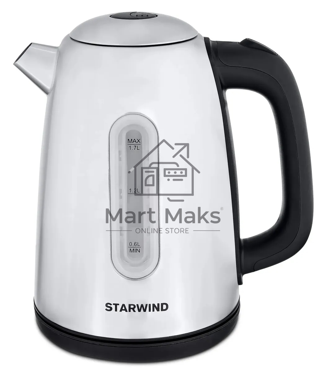 Чайник электрический Starwind SKS3210 1.7 л, 2200 Вт, серебристый (корпус: металл)
