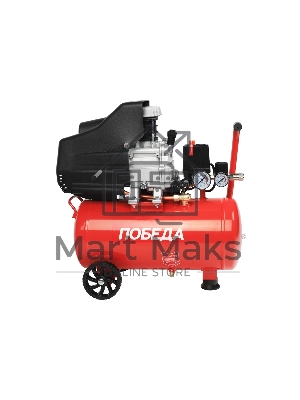 Компрессор поршневой масляный Победа KM 24-230, 230 л/мин, 8 бар, 1500 Вт, 24 л, быстросъемный 1/4