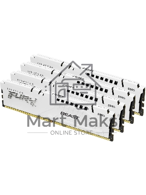 Оперативная память Kingston Fury Beast, DDR5, 64Gb (4x16 Gb), 6000 MHz, CL40, DIMM, радиатор, белый