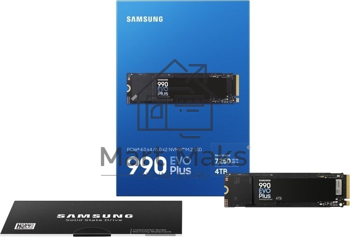 Накопитель SSD Samsung 990 EVO Plus, 4 ТБ, M.2 2280, PCIe 4.0 x4, NVMe 2.0, R/W 7250/6300