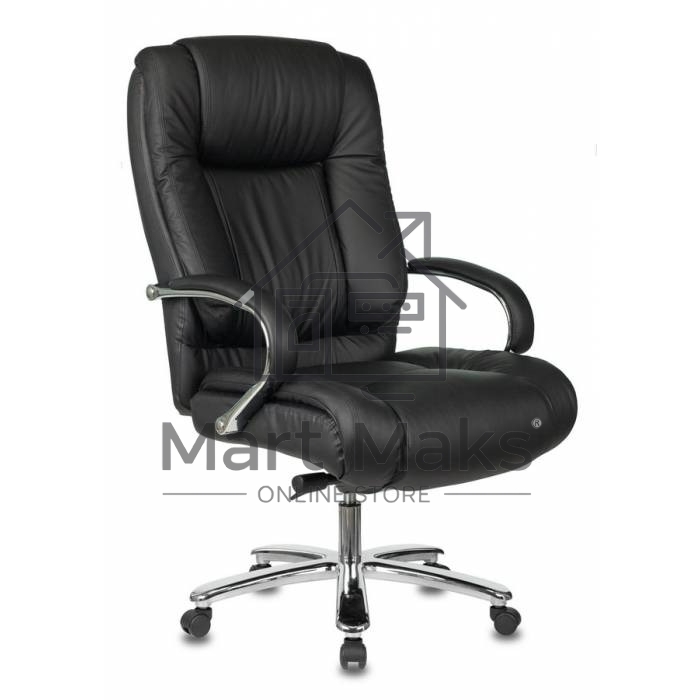 Кресло руководителя Бюрократ T-9925SL/BLACK черный, кожа, крестовина хром