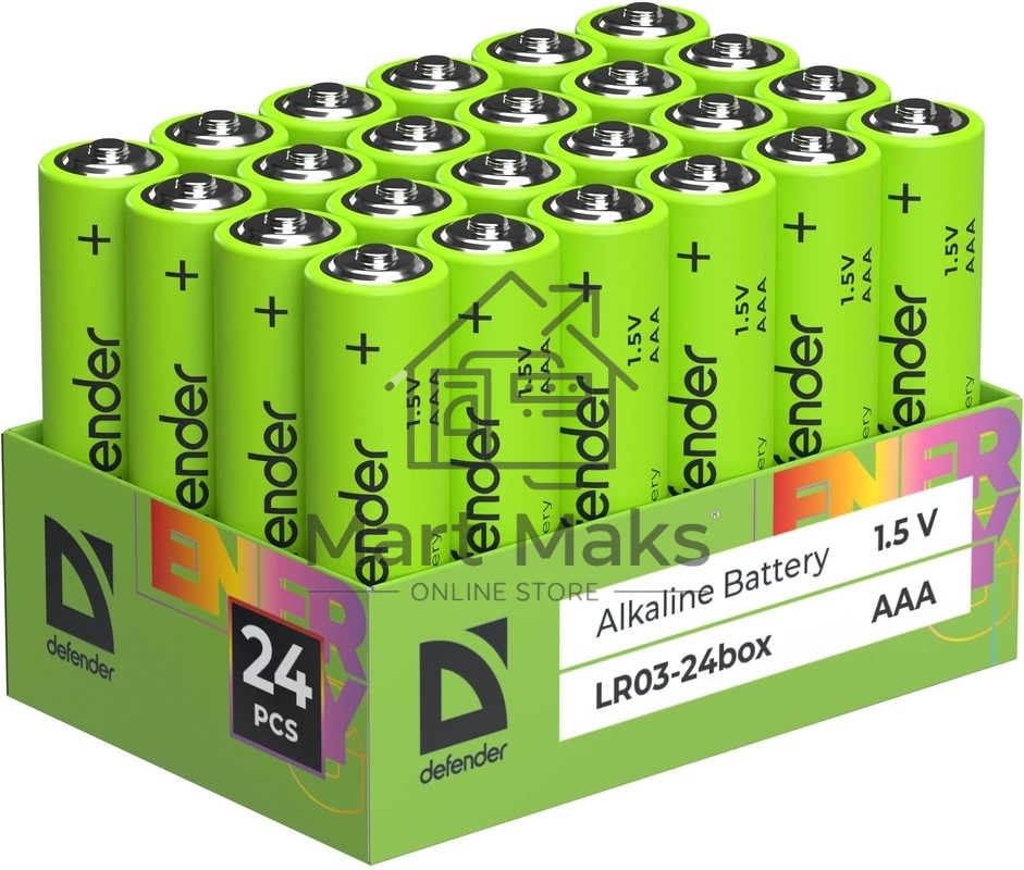 Батарейка алкалиновая Defender LR03-24box ААА, бокс, 24 шт., EcoLine