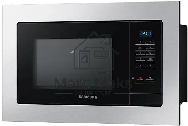 Микроволновая печь встраиваемая Samsung MS23A7013AT/BW серебристый/черный, 23 л, 1150 Вт, переключатели - кнопки