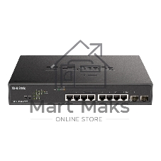 Коммутатор D-Link DGS-1100-10MPPV2/A3A, 8×1 Гбит/с + 2×1 Гбит/с SFP, настраиваемый
