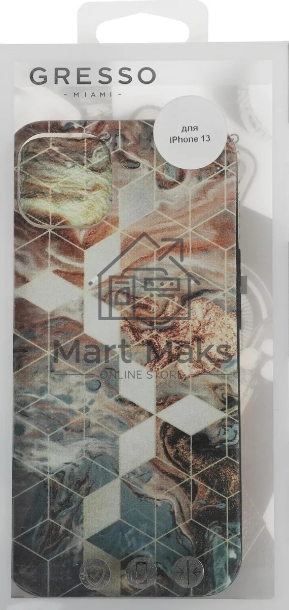 Чехол (клип-кейс) Gresso Meridian, для iPhone 13, золотистый/синий gr17aaae8888