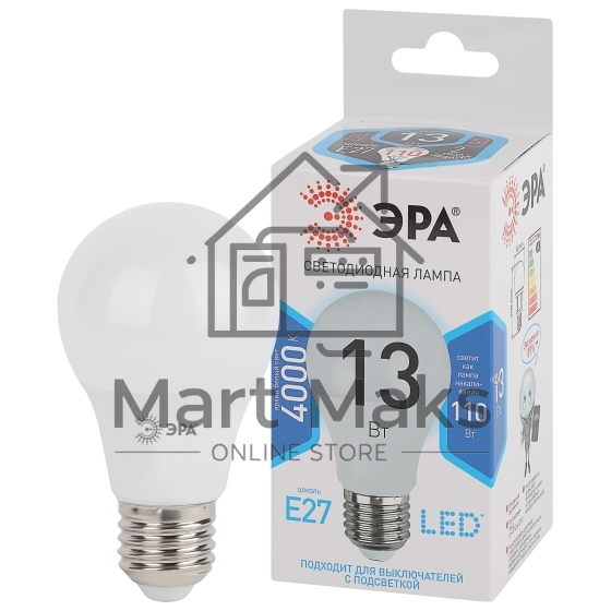 Лампа светодиодная ЭРА Б0020537 LED smd A60-13W-840-E27