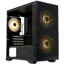 Компьютерный корпус без блока питания HSPD M320, Mesh Mini-tower, черный, slide TG, 0.45 SPCC, 2x140мм ARGb+1x120мм ARGb mATX, mITX 160/340/184мм 2x2.5