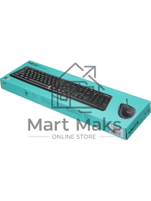 Комплект клавиатура+мышь Logitech MK120 проводной, USB, 1000 DPI, чёрный (неоригинальная гравировка)