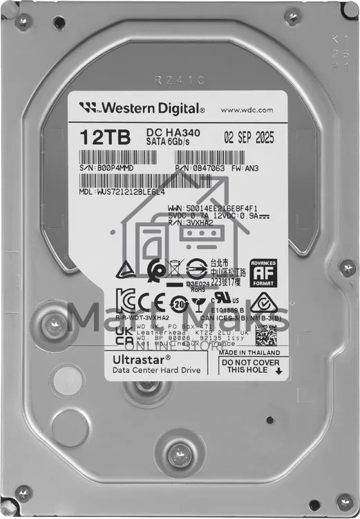Жесткий диск серверный WD Ultrastar DC HA340 12TB WUS721212BLE6L4 (SATA 3.5