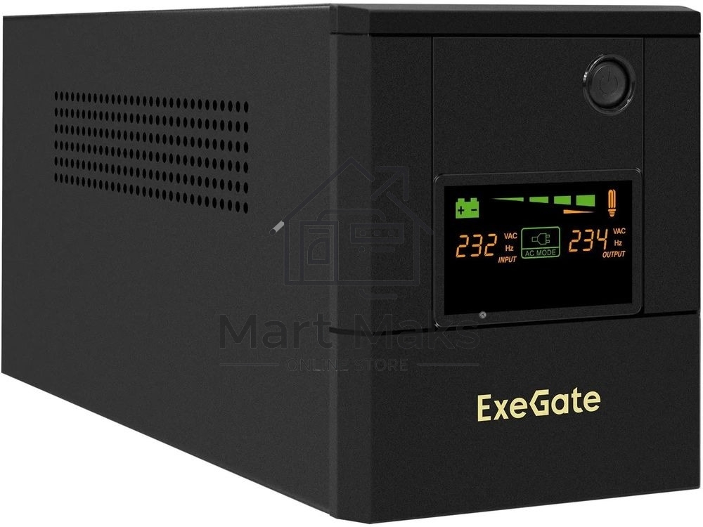 Источник бесперебойного питания ExeGate Smart LB-2200.LCD.AVR.4SH / 2200 ВА / 1300 Вт / 4 x CEE 7 (евророзетка)
