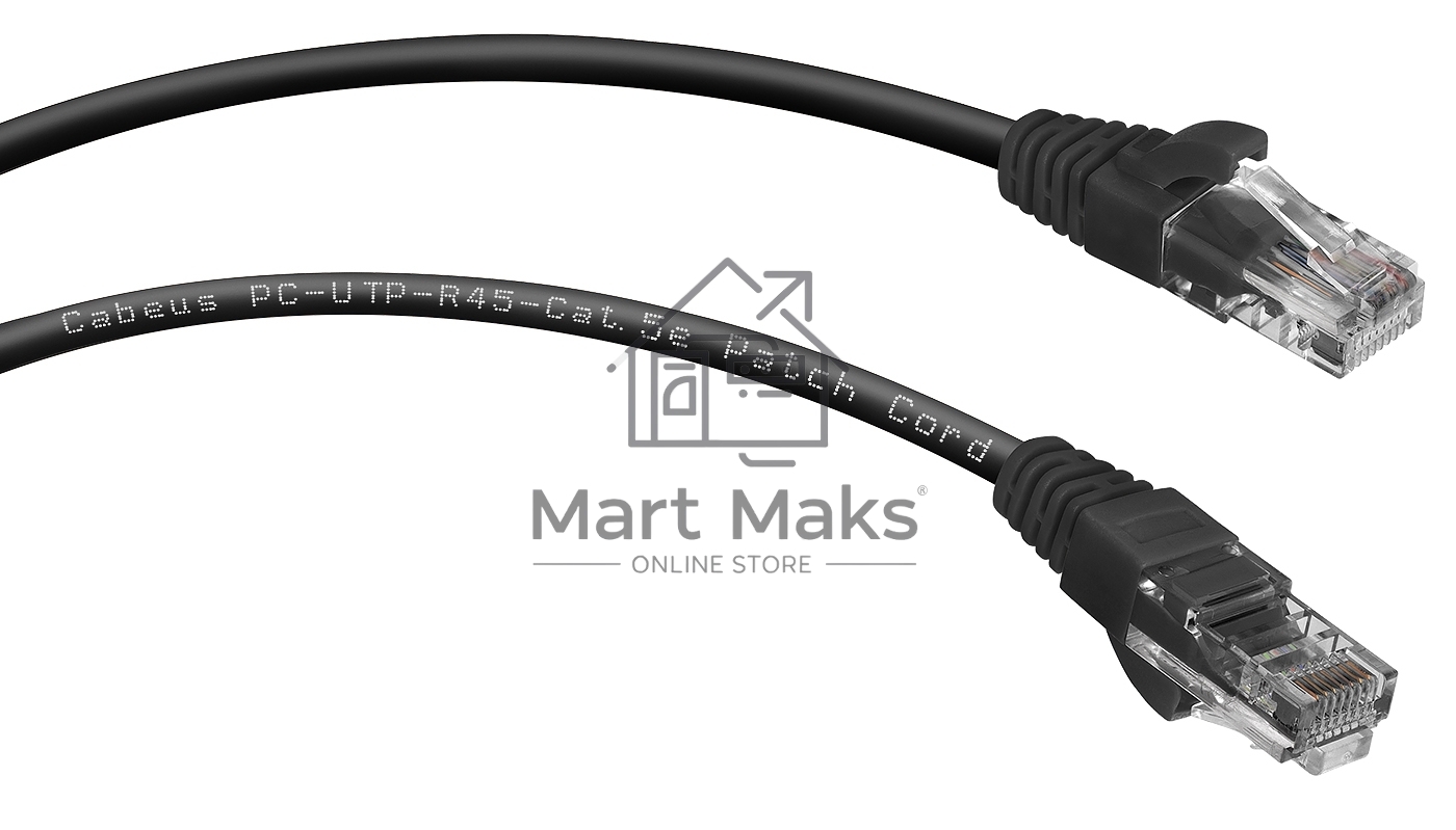 Патч-корд U/UTP 5e кат. 2м. Cabeus PC-UTP-RJ45-Cat.5e-2m-BK неэкранированный, черный