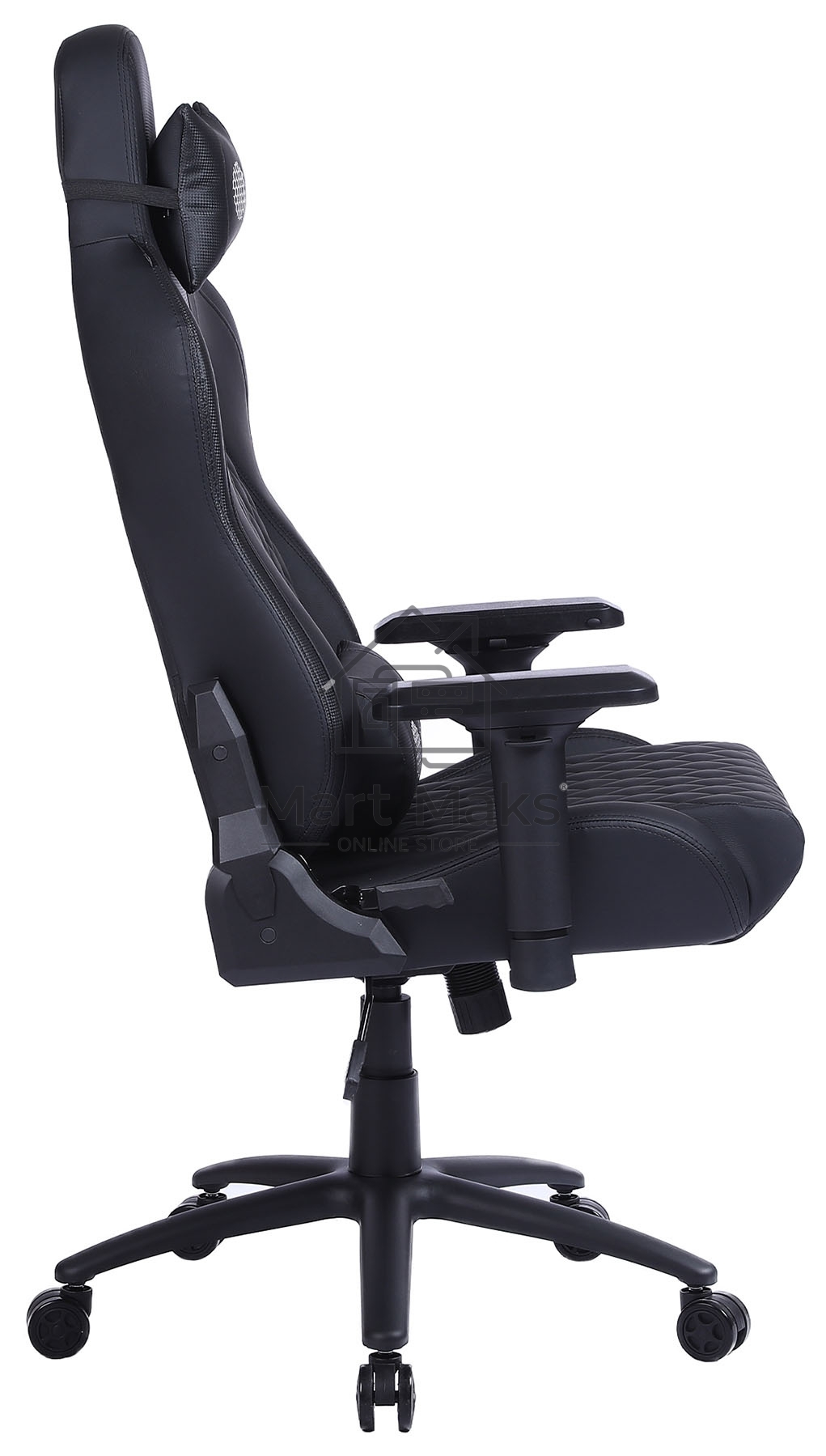 Кресло игровое Cactus CS-CHR-130 черный, сиденье черный, эко.кожа, с подголов. крестовина металл, пластик черный