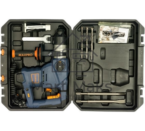 Перфоратор демонтажный MAX-PRO MPRH1500/32VP 1500 Вт, 0-850 об/мин, 5,5 Дж, 3 режима, Д/Б/М-42/32/13, 5,2 кг, SDS-PLUS, антивибрационная ручка, резиновые вставки, р