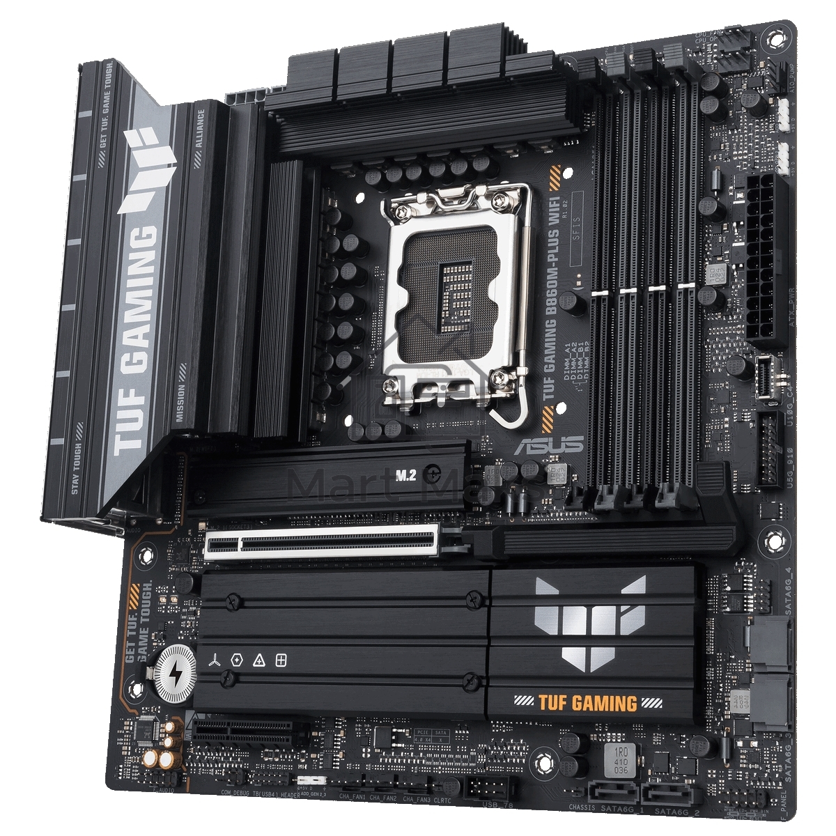 Материнская плата ASUS TUF GAMING B860M-PLUS WIFI, LGA 1851, Intel B860, 4xDDR5, 4xSATA, 3xM.2, 1xPCIe 5.0 x16, 1xPCIe x4, 1xUSB-C, 4xUSB-A 3.2 Gen 1, 2xUSB-A 3.2 Gen 2, 1xHDMI, 1xDP, 1x2.5Gb LAN, 7.1, mATX