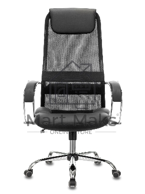 Кресло руководителя Бюрократ CH-608SL/BLACK TW-01 TW-11 черный, искусст.кожа/ткань, крестовина хром, спинка сетка