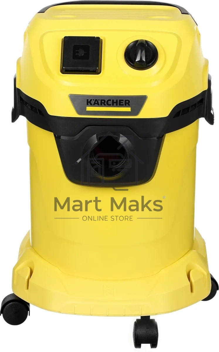 Строительный пылесос Karcher WD 3 P V-17/4/20 желтый, 1000 Вт, уборка сухая/сбор воды, пылесборник мешок/контейнер, 17 л
