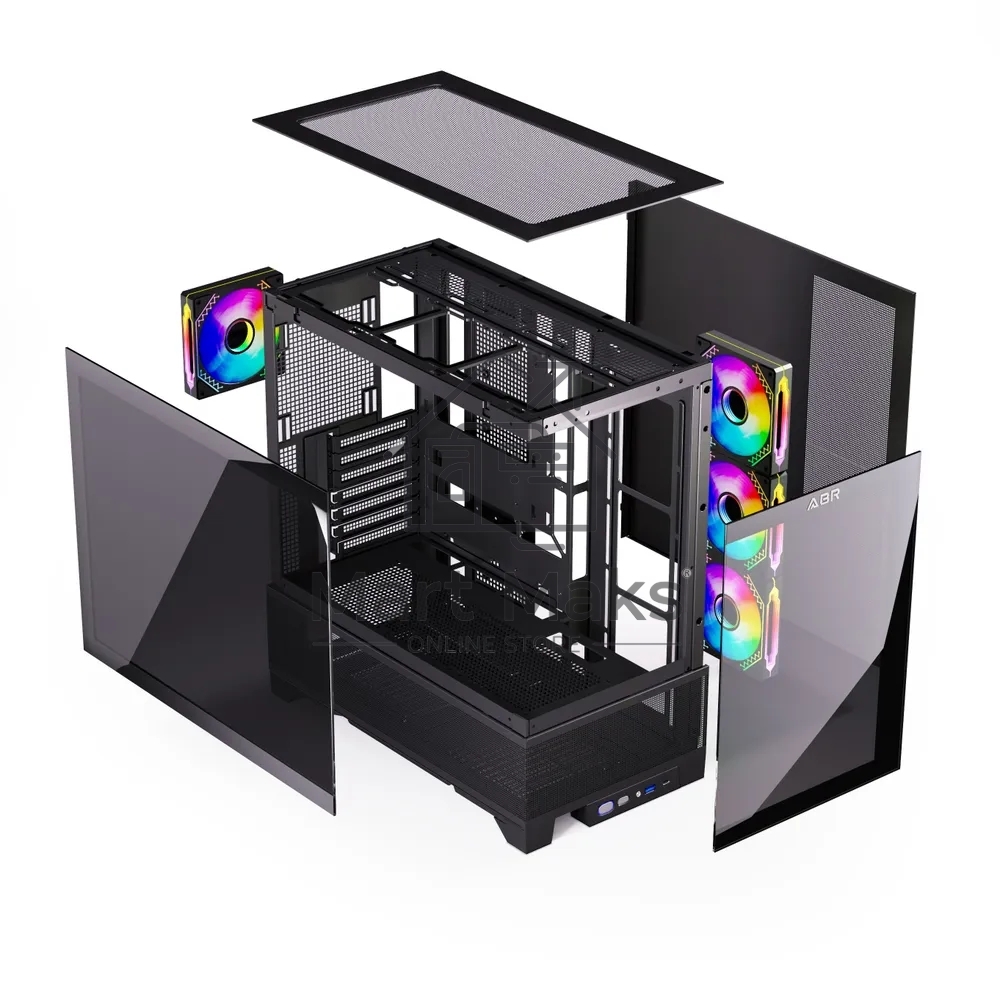Компьютерный корпус ABR MINI PRO (1*USB 3.0, 1*USB Type-C, HD Audio, 4xRGB Fan, ATX, Micro-ATX, ITX)