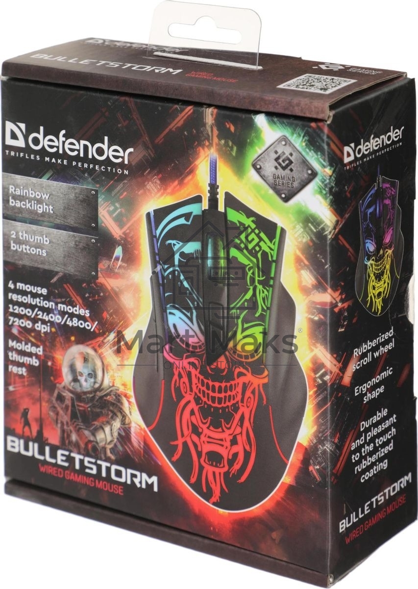 Мышь проводная Defender Bulletstorm GM-928 черный, 7200 dpi, USB, кнопки - 7