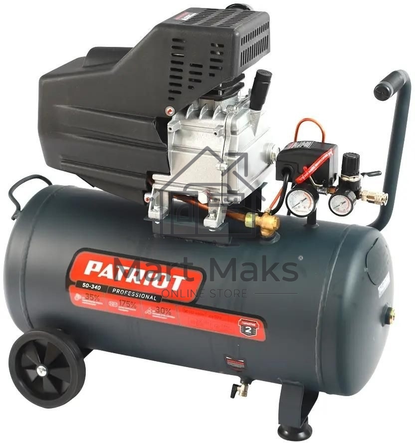 Компрессор Patriot поршневой масляный Professional 50-340, 340 л/мин, 8 бар, 2000 Вт, 50 л, быстросъемный 1/4