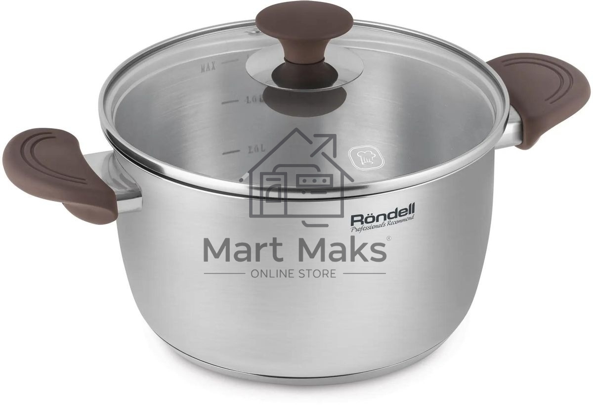 Кастрюля Rondell Coffee Bean RDS-1645, 5.7 л, 24 см, без крышки, стальной