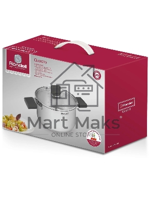 Кастрюля Rondell Quadro RDS-1596, 3.1л, 20 см, с крышкой, сталь