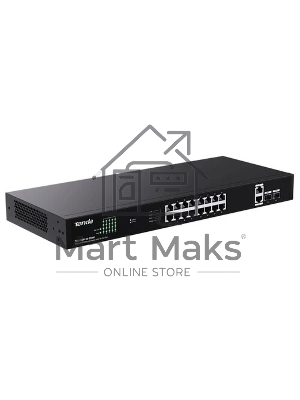 Коммутатор неуправляемый Tenda TEG1120P-16-250W PoE, 18 портов, 18x1 Гбит/с, PoE 16х30 Вт (до 250Вт), SFP 2x1 Гбит/с
