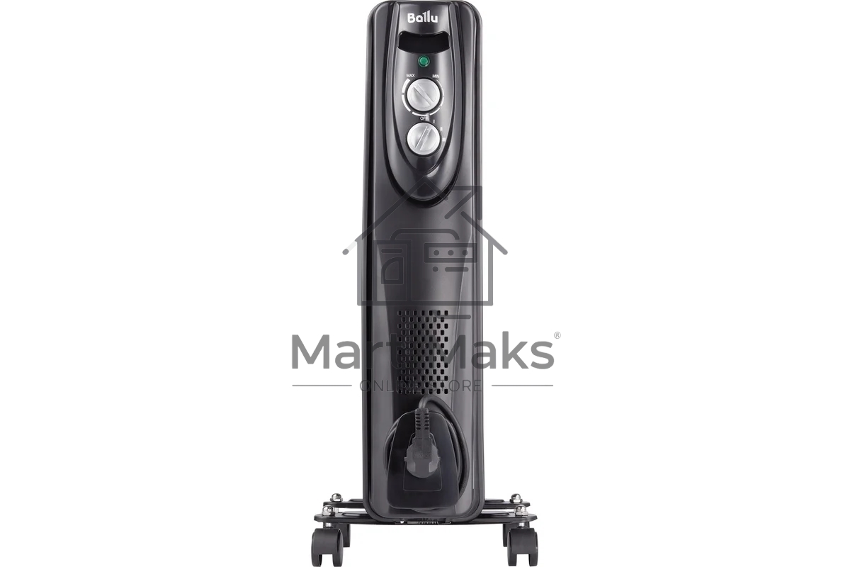 Масляный обогреватель Ballu Classic Black BOH/CL-05BRN 1000 (5 секций) черный, 1000 Вт, 15 м2, термостат