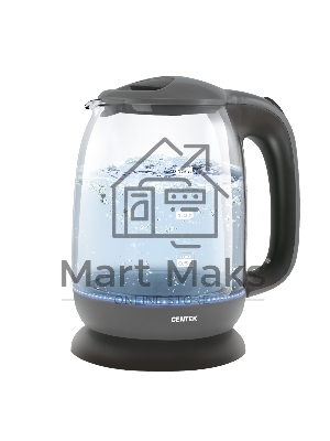 Чайник Centek CT-0034 (серый) Vancouver стекло, 1.8л, 2200 Вт, внутренняя LED подсветка, кнопка