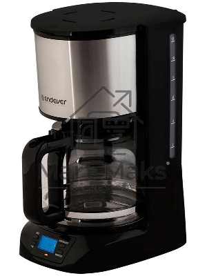 Кофеварка капельного типа Endever Costa-1044, мощность 800 Вт, цвет-стальной/черный, объем 1,5л, LCD дисплей, по 4 шт/уп