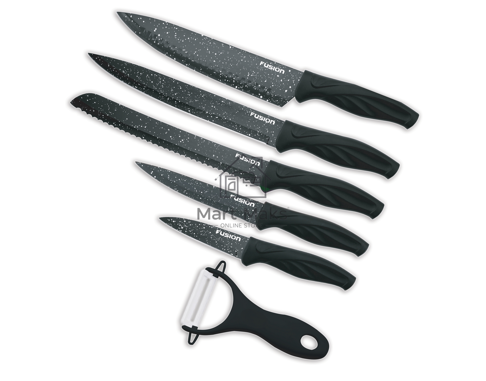 Промо_Набор кухонных ножей FUSION SKP6001, black