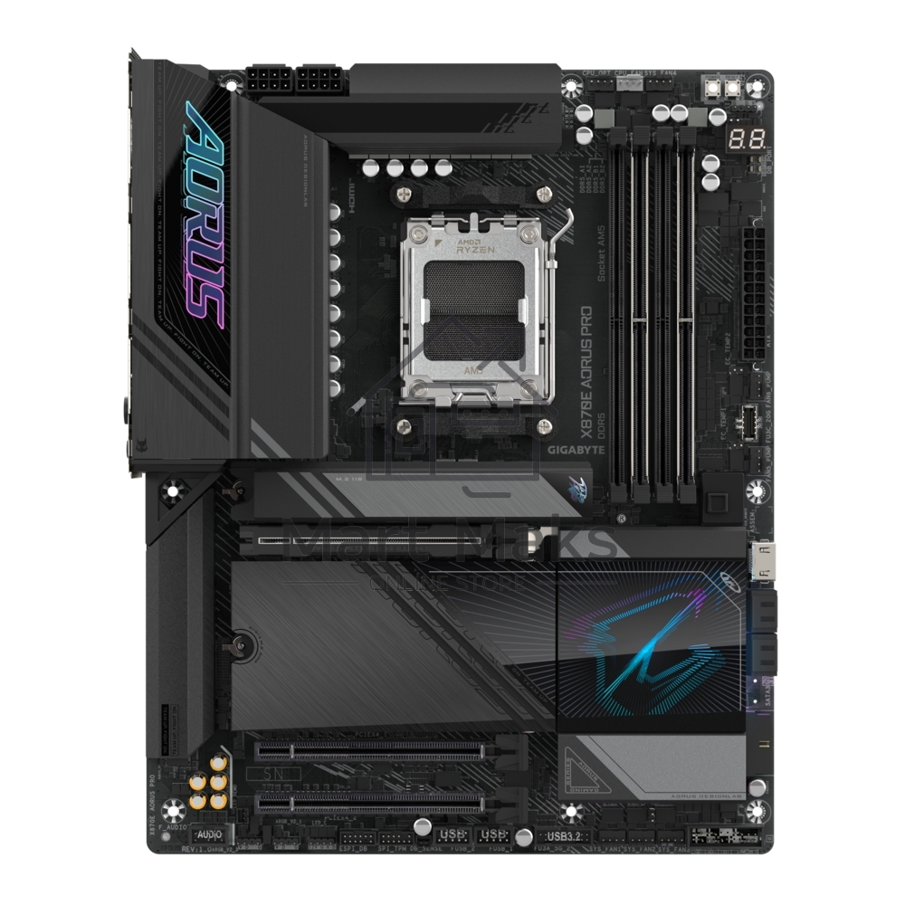 Материнская плата Gigabyte X870E AORUS PRO, AM5, AMD X870E, 4xDDR5, 4xSATA, 4xM.2, 1xPCI-E 5.0 x16, 1xPCI-E 4.0 x4, 1xPCI-E 3.0 x4, 1xHDMI, 1xUSB-C (DP), 1x 2.5Gb LAN, 2xUSB-A 2.0, 4xUSB-A 3.2 Gen 1, 3xUSB-A 3.2 Gen 2, 2xUSB-C 3.2 Gen 2 (USB4), 2x3.5 мм, 