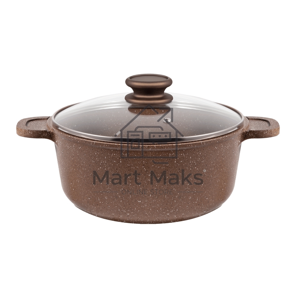 Кастрюля Maunfeld CARMEL MF22CRM01CR, 22 см, 3 л из литого алюминия со стеклянной крышкой