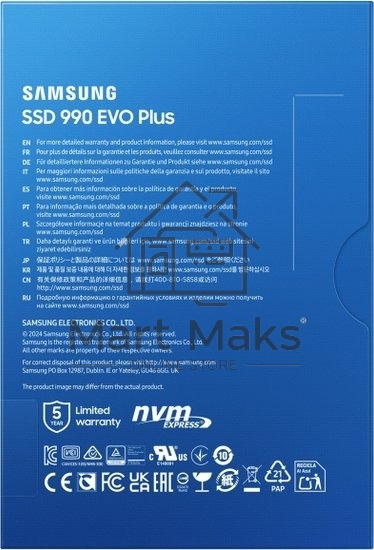 Накопитель SSD Samsung 990 EVO Plus, 4 ТБ, M.2 2280, PCIe 4.0 x4, NVMe 2.0, R/W 7250/6300