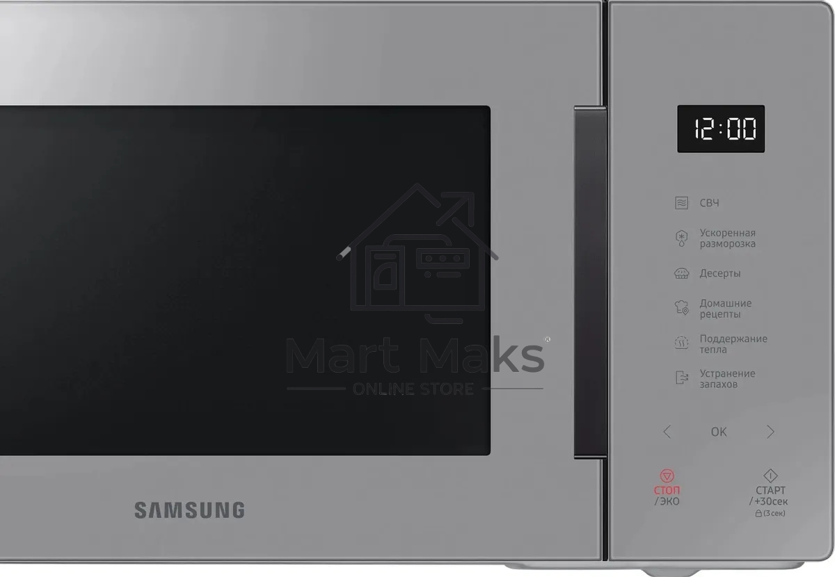 Микроволновая печь Samsung MS23T5018AG/BW серый, 23 л, 800 Вт, переключатели - сенсор
