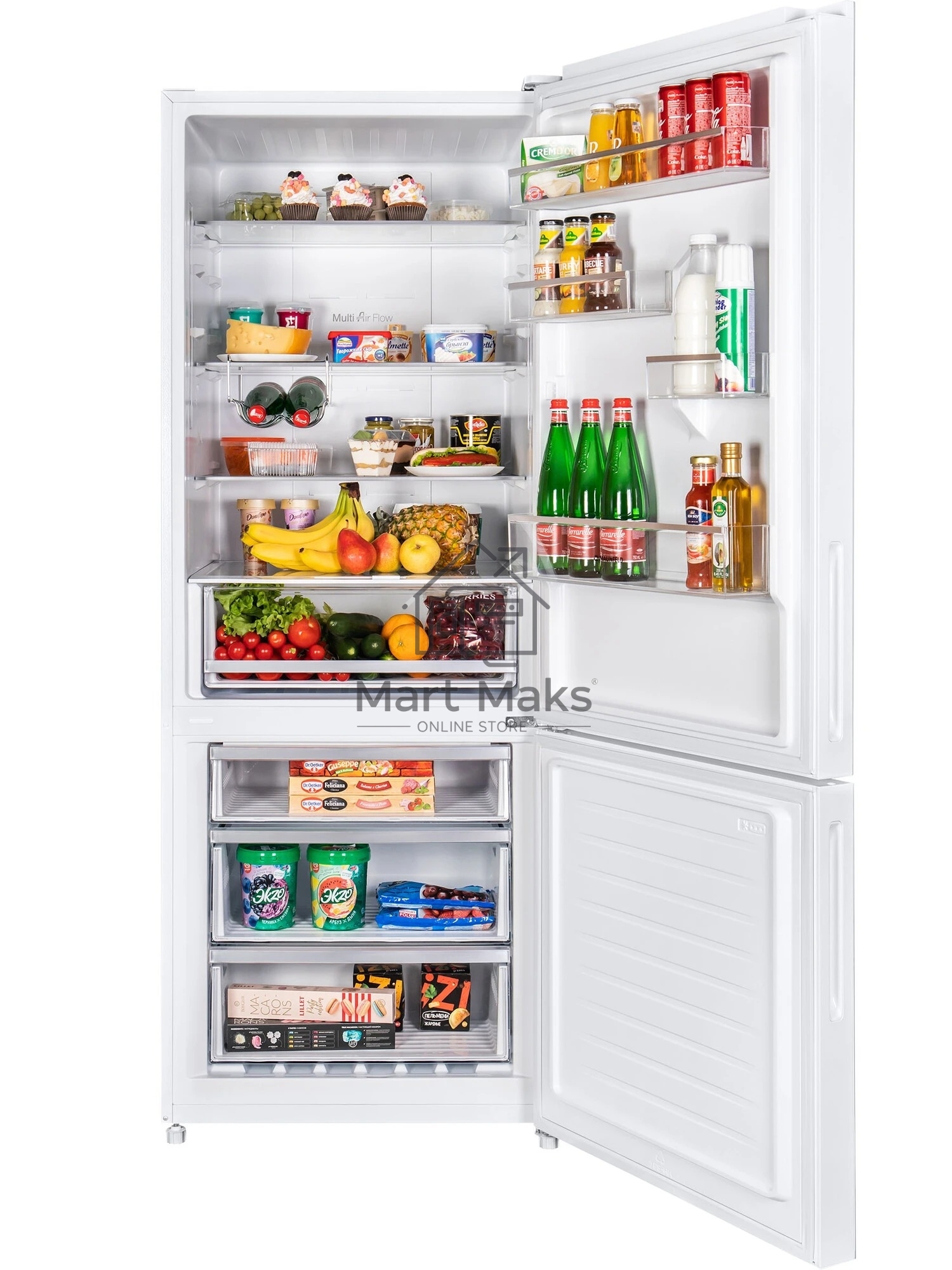 Холодильник Maunfeld MFF1857NFW белый мат. инвертер двухкамерный 336/117л морозилка снизу