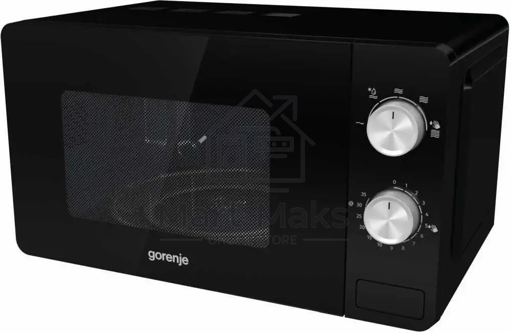 Микроволновая печь Gorenje MO20E1B черный, 20 л, 800 Вт, переключатели - поворотный механизм