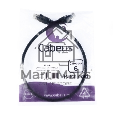 Патч-корд U/UTP 6 кат. 0.5м Cabeus PC-UTP-RJ45-Cat.6-0.5m-BK-LSZH 2xRJ45/8p8c, неэкранированный, черный, LSZH, 0.5м